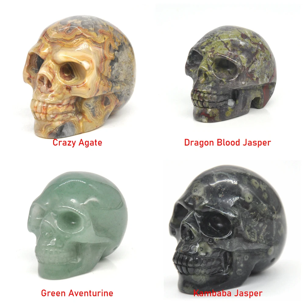 2&quot Skull Statue Natural Stones Carved Healing Crystals Ornament Reiki Witchcraft Supplies Gemstone Wicca Chakra Home Decoration | Дом и
