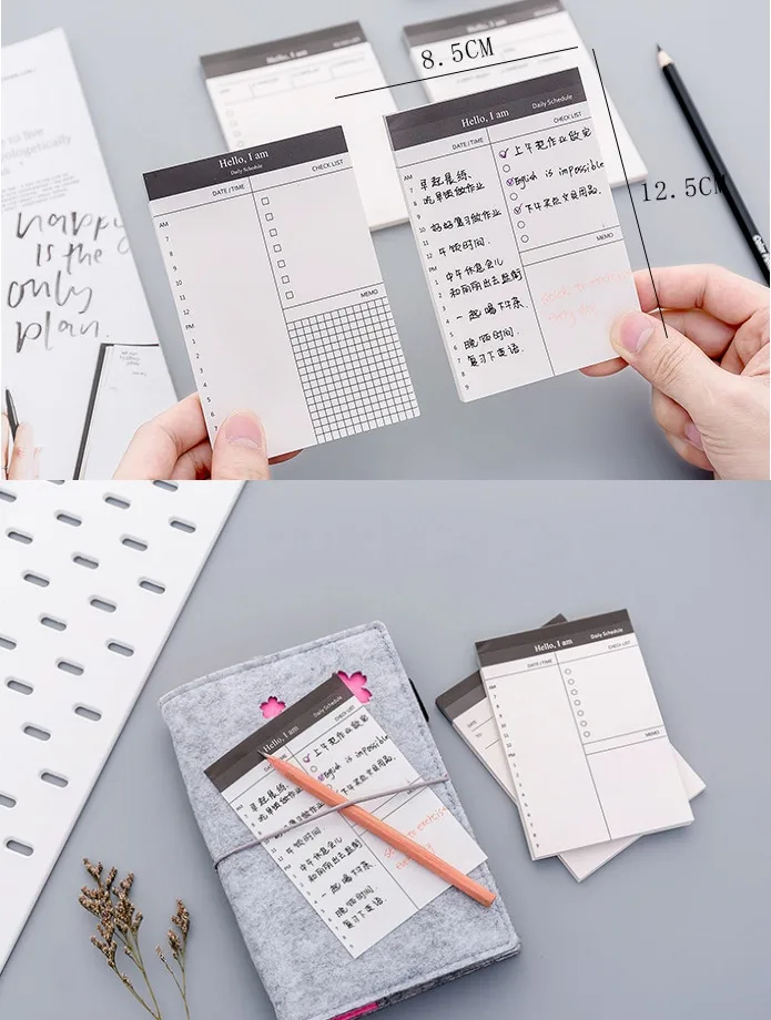 

"Hello I am " Pack of 4 Planner Agenda Working Memo Notebook Study Journal Tear Off Papers Staionery Gift