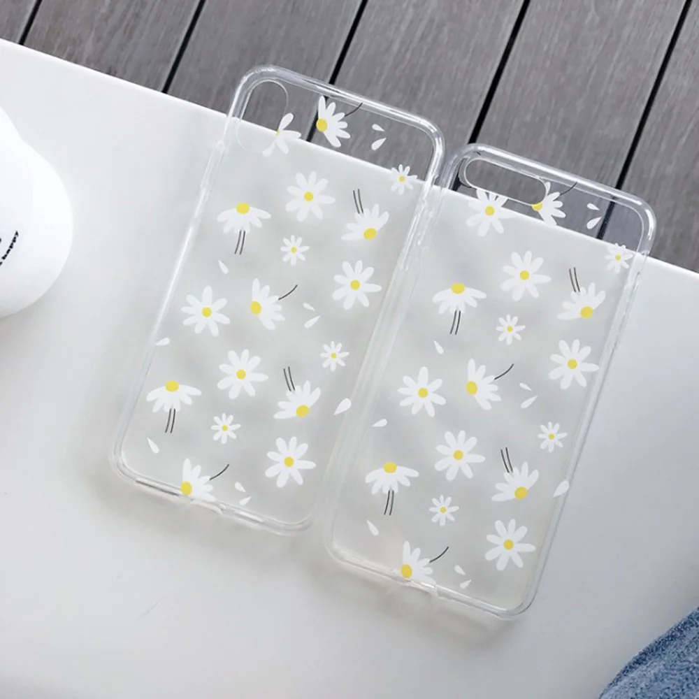 Floral Chrysanthemum Clear Phone Case For Iphone 11 Pro Max X Xr Xs 6 6S 7 8 Plus Transparent Flower Daisy Cellphone Shell | Мобильные
