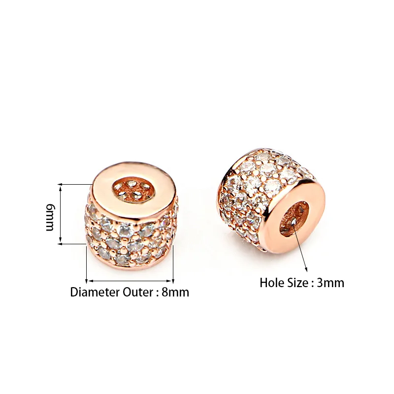 

Round large hole micro-inlaid white zircon copper beads jewelry accessories DIY exquisite bracelet beaded