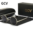 Очки солнцезащитные GCV для мужчин и женщин UV-400, брендовые винтажные Классические Солнечные аксессуары в круглой оправе из медного сплава, с поляризацией, в стиле стимпанк
