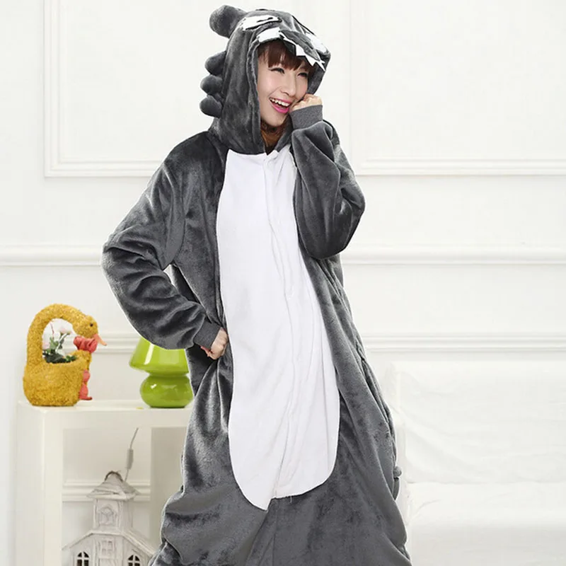 Пижама Timber Wolf Kigurumi комбинезон для взрослых и женщин зимний теплый фланелевый