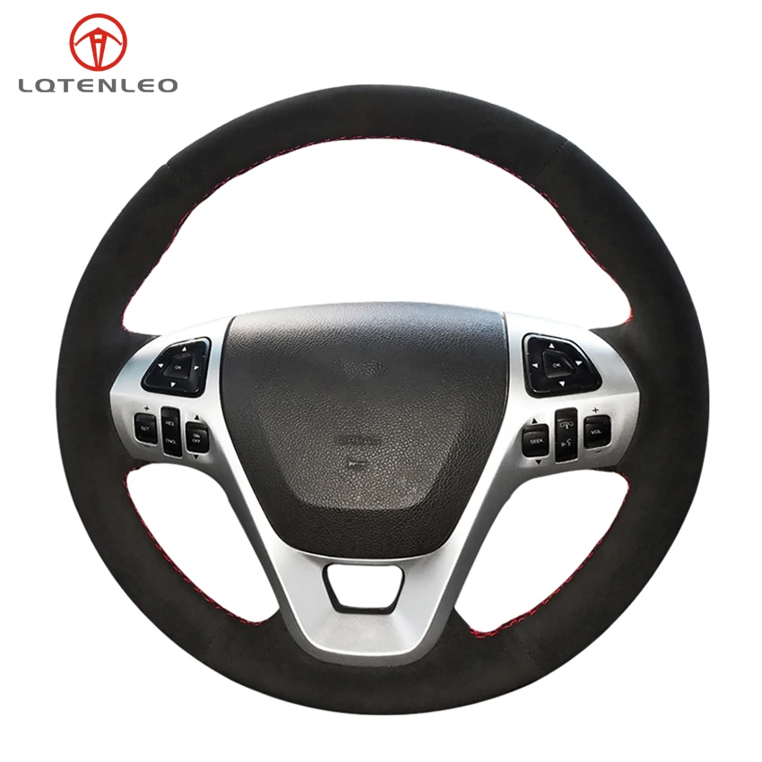 

LQTENLEO Black Suede Hand Car Steering Wheel Cover For Ford Explorer 2011-2019 Taurus 2012-2019 Flex 2013-2019 Edge 2011-2014