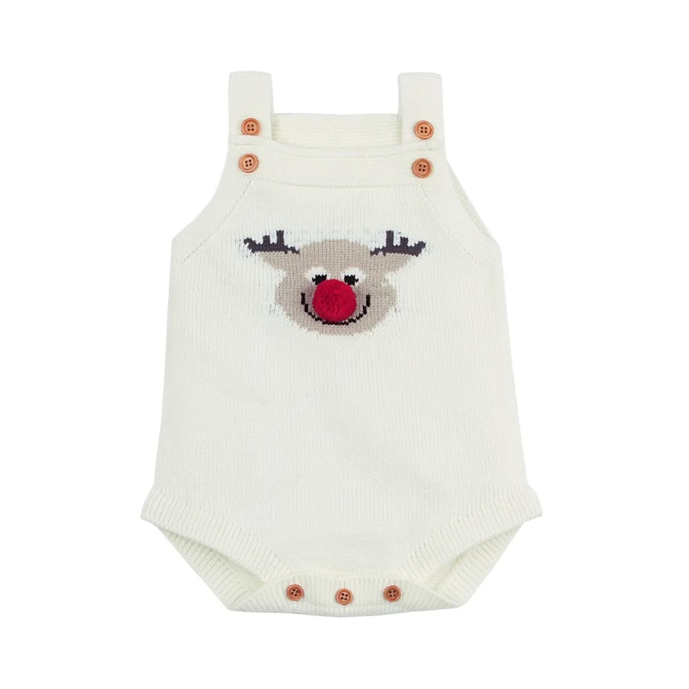 Рождественская Одежда для маленьких девочек Очаровательные Вязаные боди с