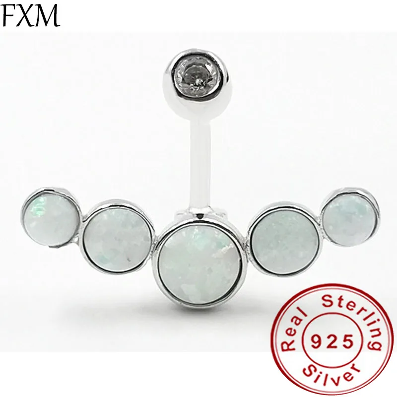 Женское кольцо для пупка с опалом серебро 925 пробы модное пляжное Ювелирное