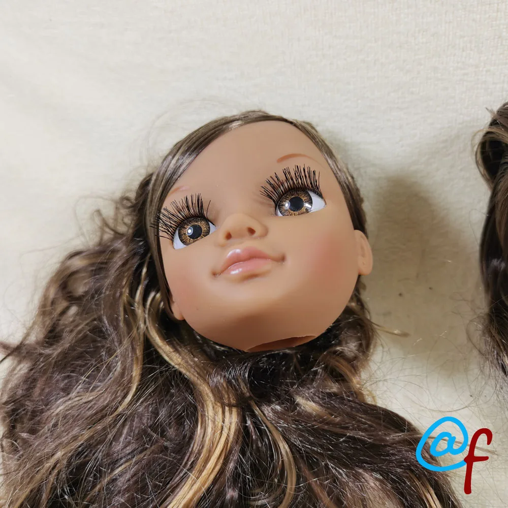 

Original Foreign Trade 1/3 OOAK NUDE Rarely Eyelash Famosa Nancy Doll Head Deep Brown Face for DIY Soft PVC Head 10cm