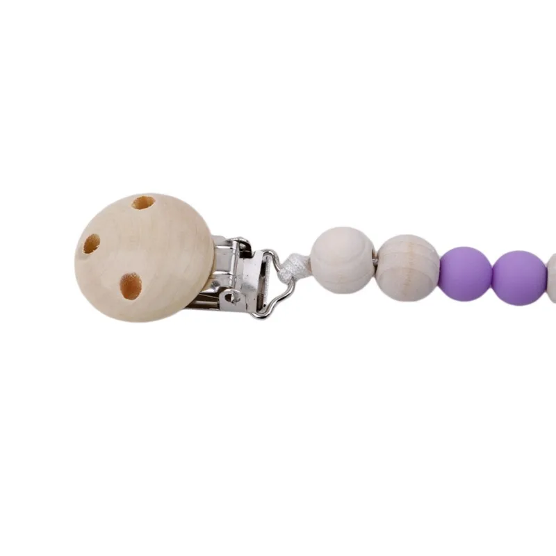 

1Pcs Handmade Pacifier Clips Holder Chain Wooden Pacifier Chains Baby Teether Teething Chain Baby Shower Gifts Dropshipping