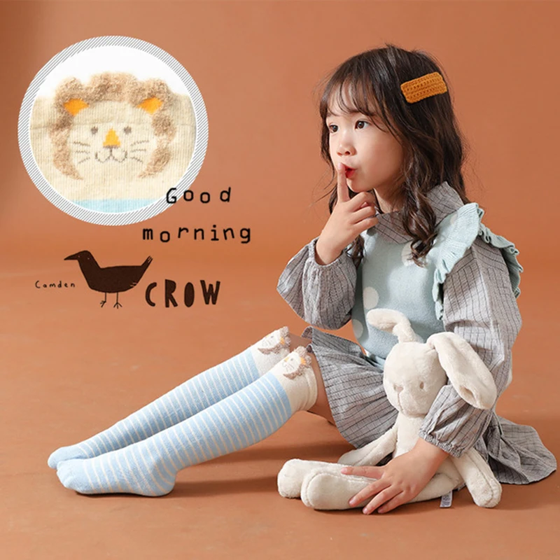 Детские носки для маленьких девочек с мультяшными животными Модные Полосатые