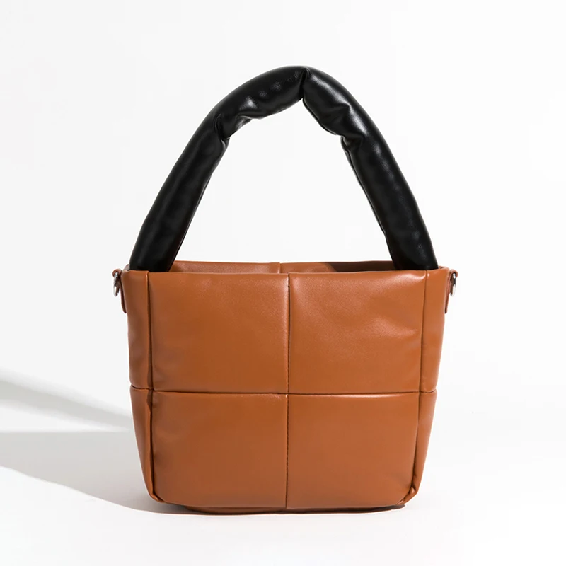 

LUCDO Winter Soft Leather Padded Pillow Bag Simple Quilted Tote Handbag Crossbody Bag for Women Vintage Bucket Pillow Purses