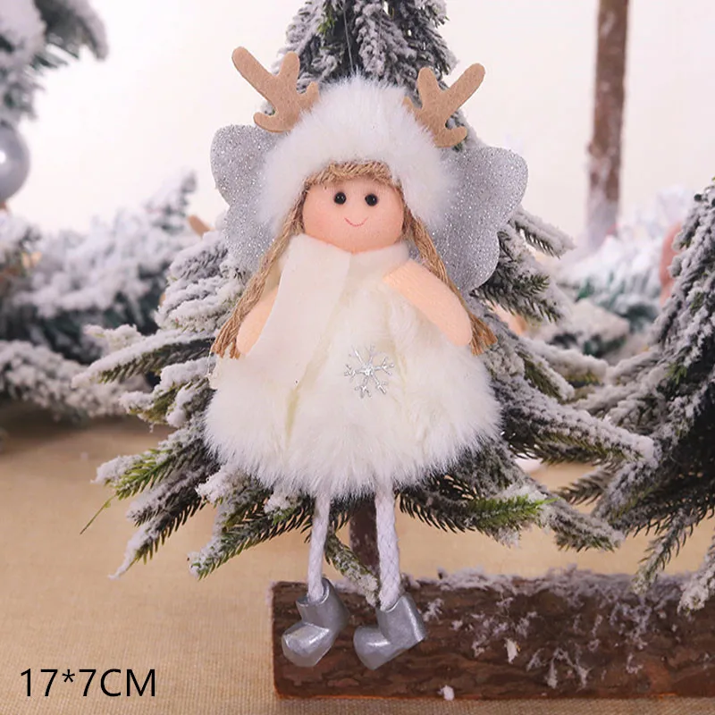 White wing Новинка года, милые рождественские куклы Санта-Клаус/Снеговик/Ангел, Noel, Рождественское украшение для дома, рождественский подарок для детей - Цвет: White wing