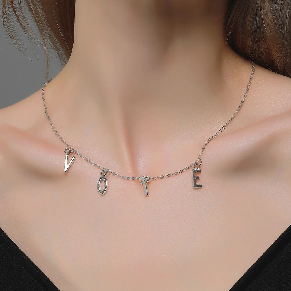 Ожерелье с подвеской надписью Vote колье из Соединенных Штатов цепочкой до ключиц