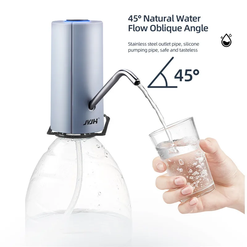 

JVJH Wireless Pumps Powerful One-button Water Dispenser Portable Water Gallon Bottle Switch Pump USB Charging for Home Kitchen