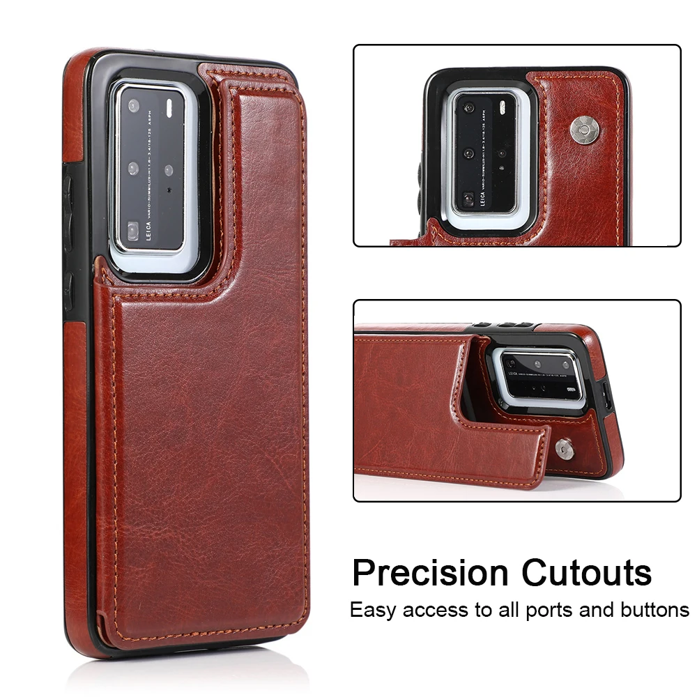 luxury leather card slot case for huawei p40 p30 mate 40 30 20 pro lite plus p40lite soft silicone stand holder phone bag cover free global shipping