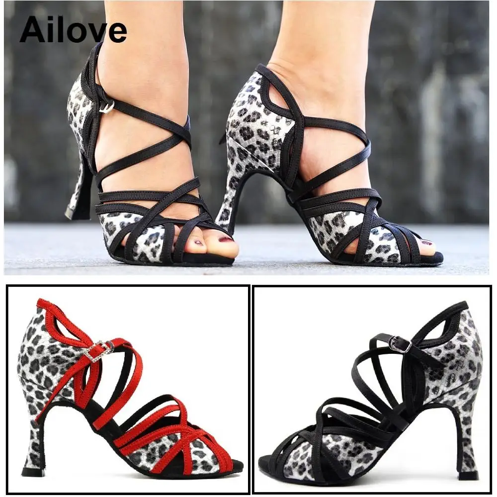 Женские туфли для латиноамериканских танцев Florid леопардовые сандалии бальных