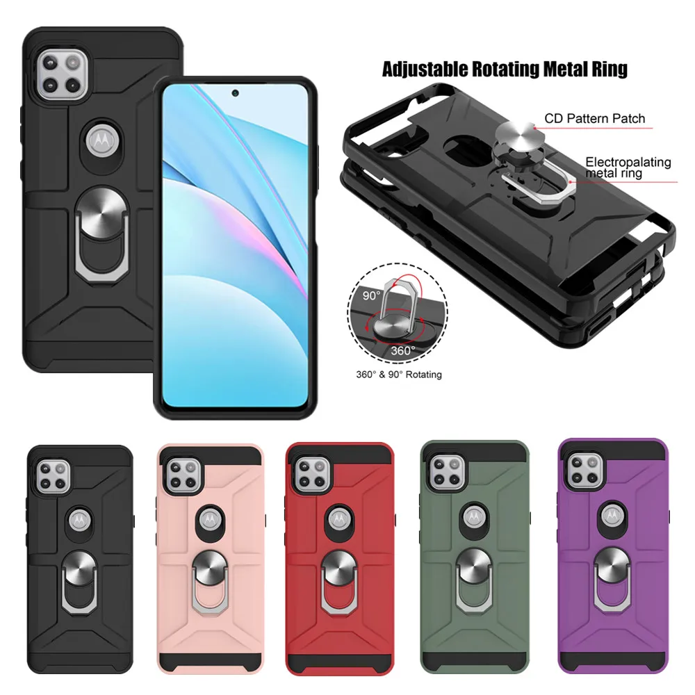 

New 2021 Simple Phone Case for Motorola Moto G9 Play E7 Power G Stylus G30 G10 Shell Magnetic Car With Finger Ring Back Cover