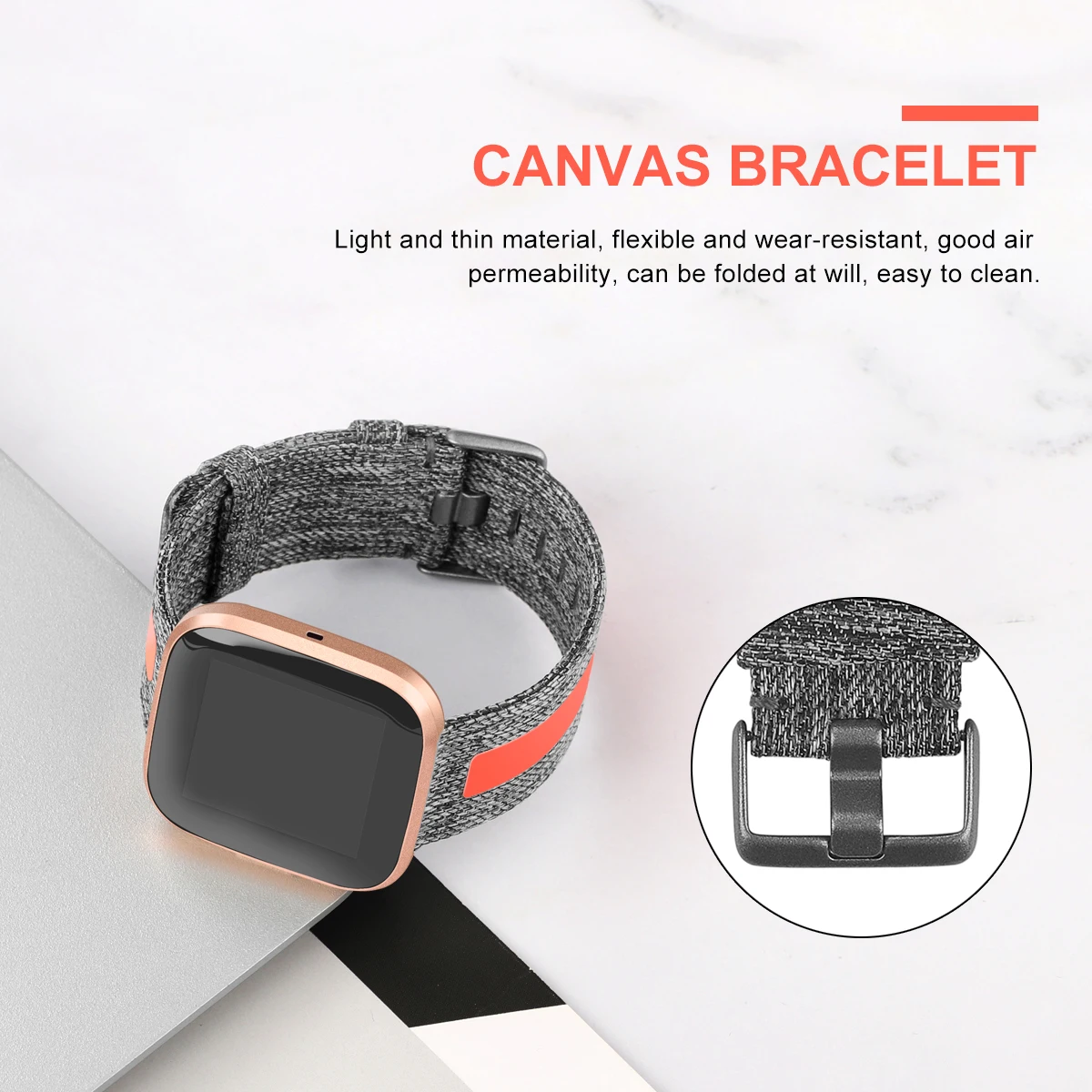 

Woven Bands For Fitbit Versa 2 / Versa/Versa Lite Breathable Woven Fabric Strap Reflective Strip Replacement Wristbands 64006