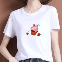 oversized t shirt women kawaii cake print white t shirt female tops tee summer short sleeve o neck tshirt fashion streetwear