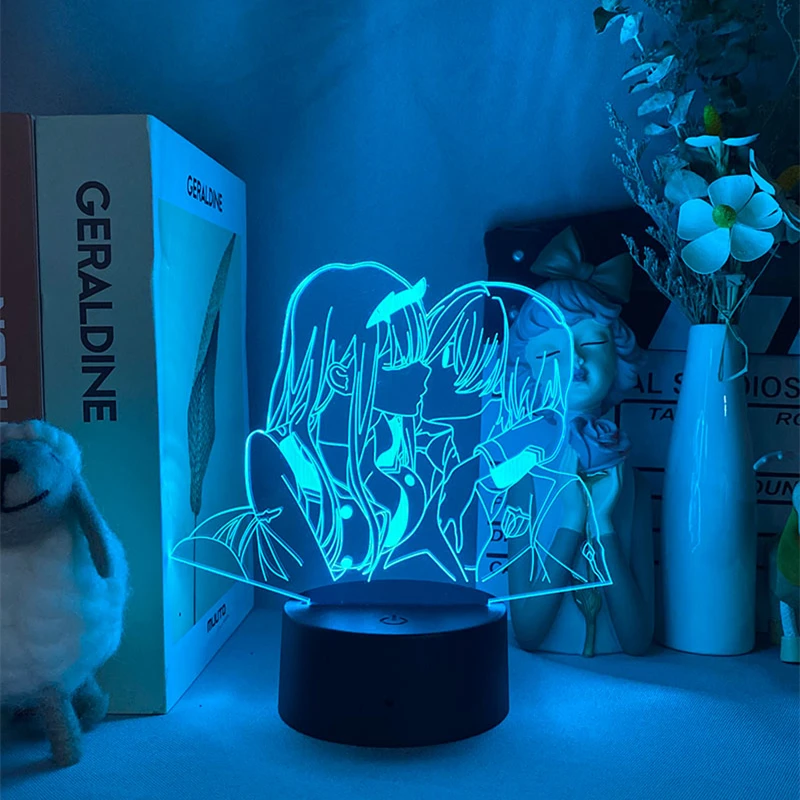 

Anime Darling In The Franxx 3d Lamp Figures Zero Two & Hiro Manga Night Light Cool Gift for Boyfriend Girlfriend Bedside Lamp