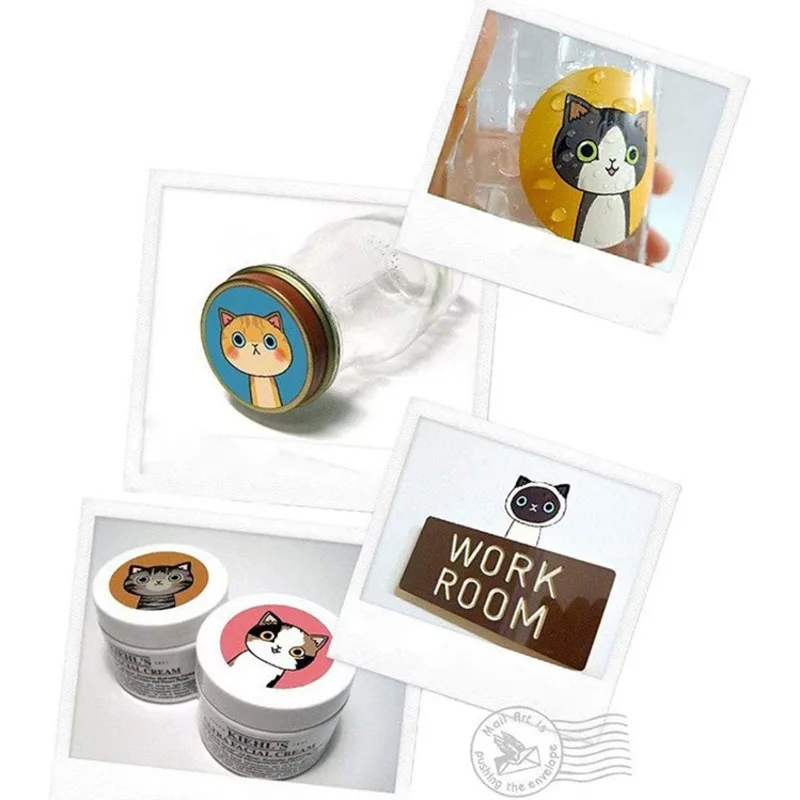 

500pcs Round Kawaii Cat Stickers Scrapbooking For Package Seal Labels Kids Gift Decoration Snacks Biscuits Stationery Stickers