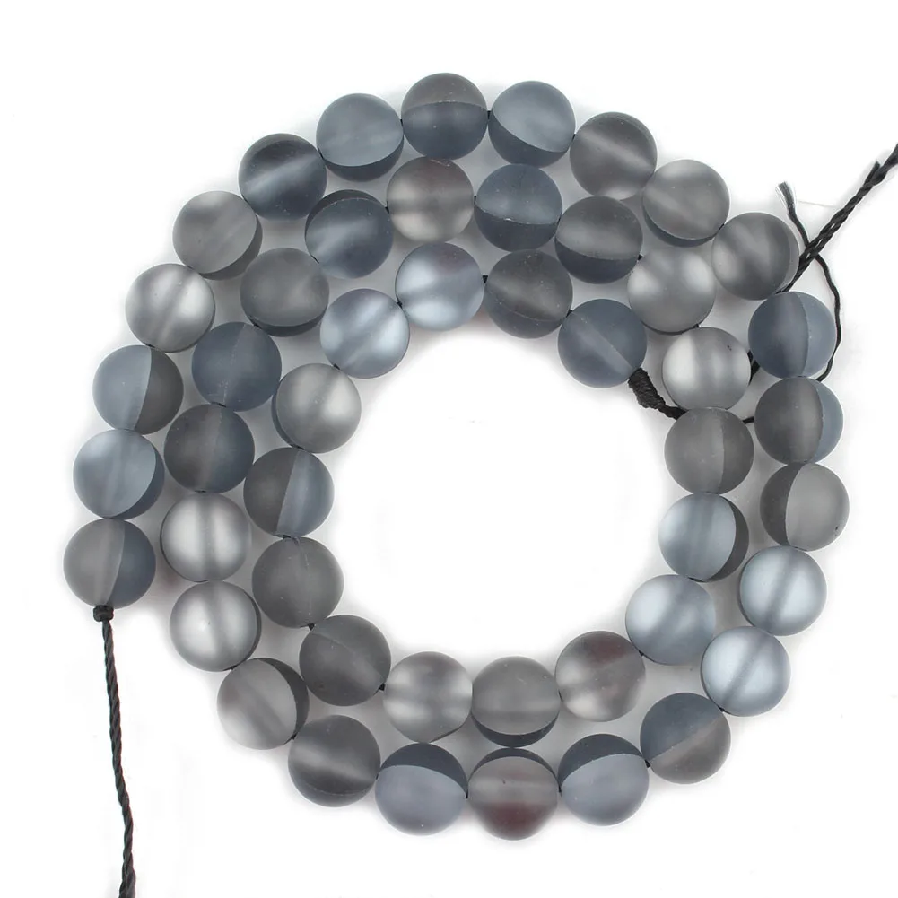 

Frosted Austria Black Crystal MoonStone Glitter Round Natural Loose Beads For Jewelry Making Diy Bracelet Necklace 6 8 10 mm