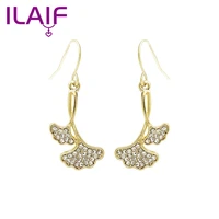 2022 popular hanging earrings korean design leaf insert crystal ladies earrings glitter earrings pendant ladies jewelry