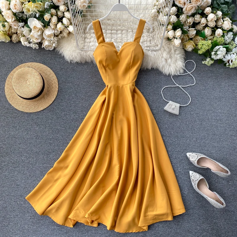 

V Neck Dress Women Long Party Dresses Sexy Tank Backless Spaghetti Strap Maxi Female Holiday Vestidos Summer 2020 Robe