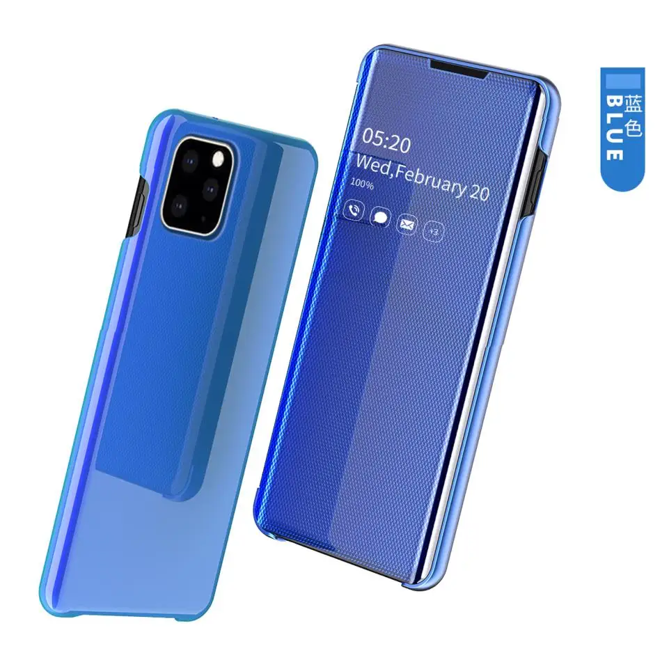 Для Apple iPhone 11 Pro XS XR X 8 7 6s 6 Plus модный зеркальный тонкий кожаный чехол-книжка защитный чехол для мобильного телефона - Цвет: blue