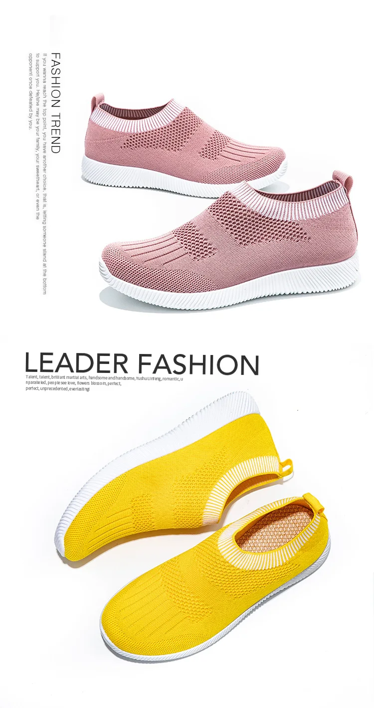 

2021 new women's shoes large size 36-43 light socks shoes ladies sports style single shoes flying woven lazy casual shoes