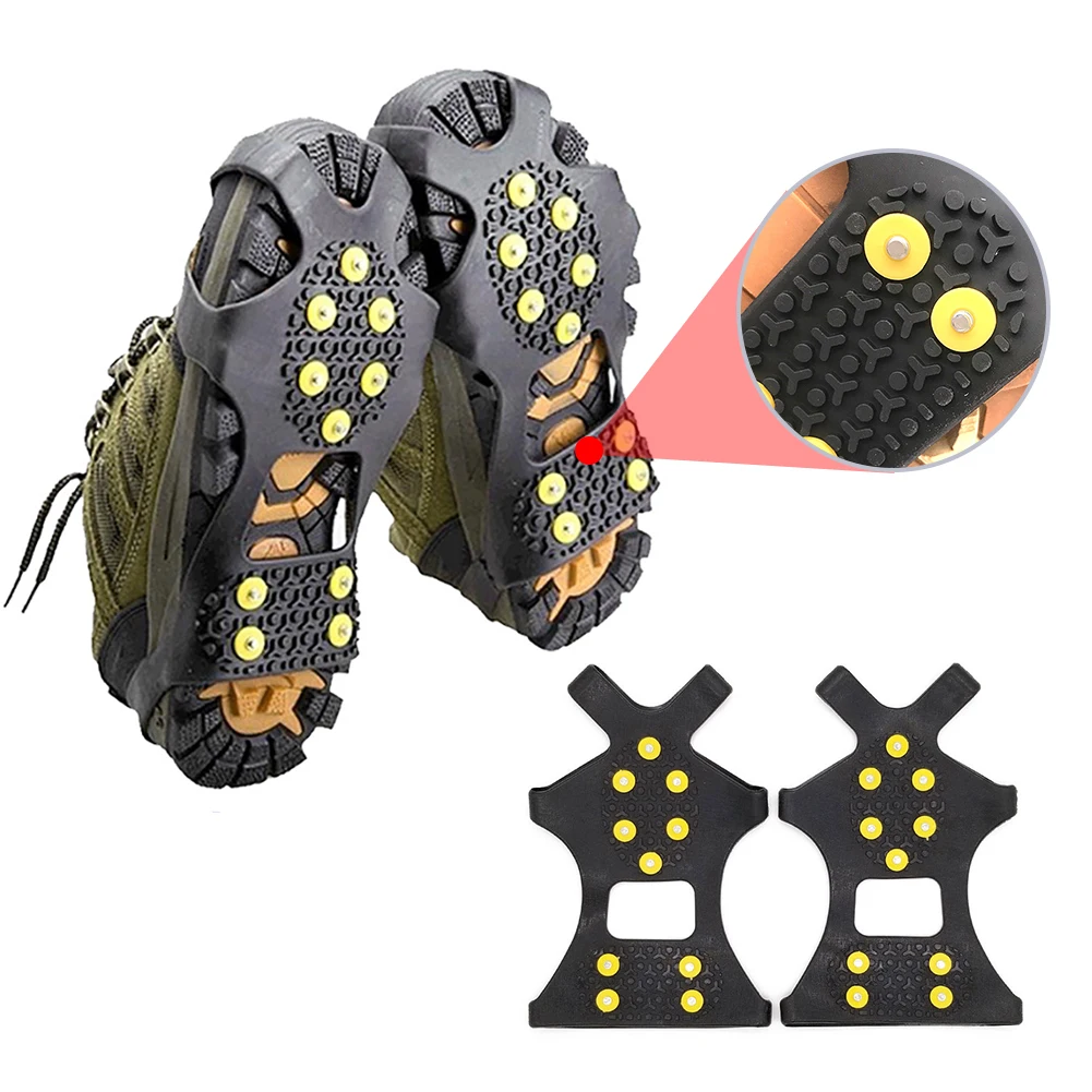

1 Pair S -XL 10 Studs Anti-Skid Snow Ice Climbing Shoe Spikes Ice Grips Cleats Crampons Winter Climbing Anti Slip Shoes Cover