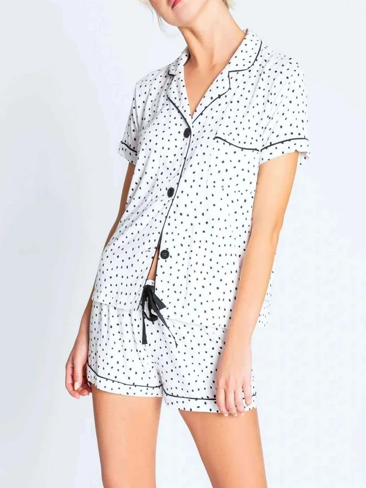 

New style comfortable short-sleeved shorts and pajamas set, sleepwear comfortable and soft modal home wear, Cardigan pajamas