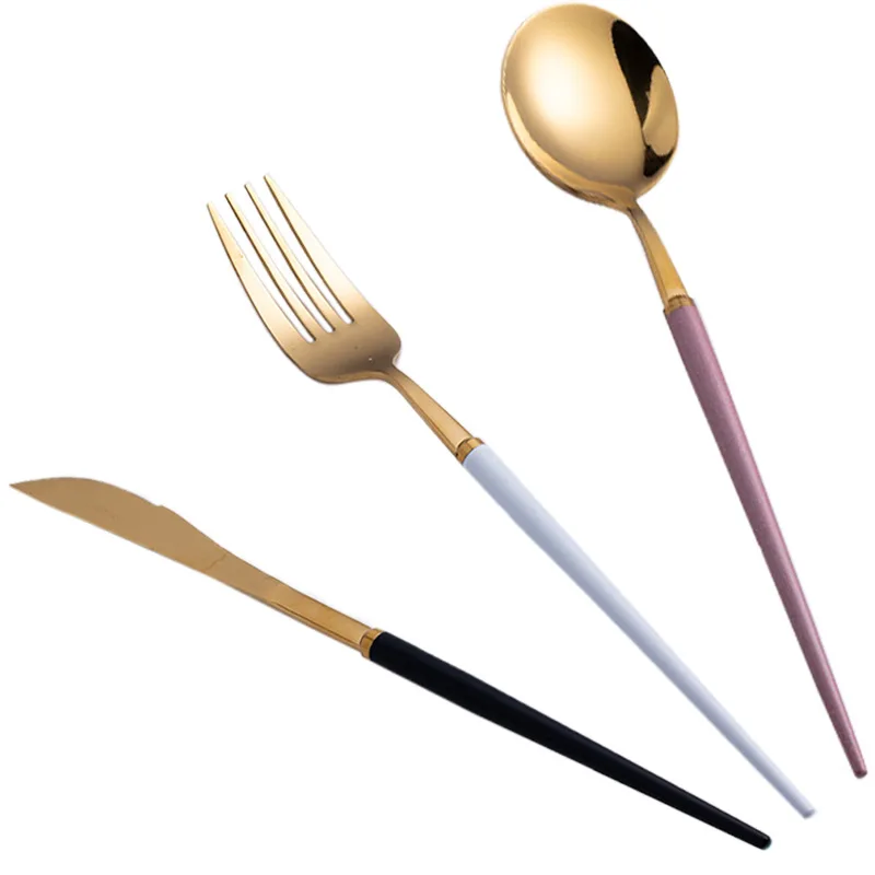 

304 stainless steel western tableware set home online celebrity main meal color knife and fork two three-piece set