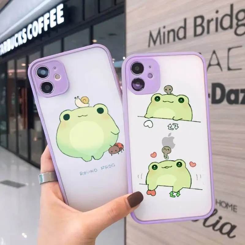 

Mint green Funny The Frog cute Phone Case Matte Transparent For iPhone 12 Mini 11 Pro XR XS Max 7 8 Plus