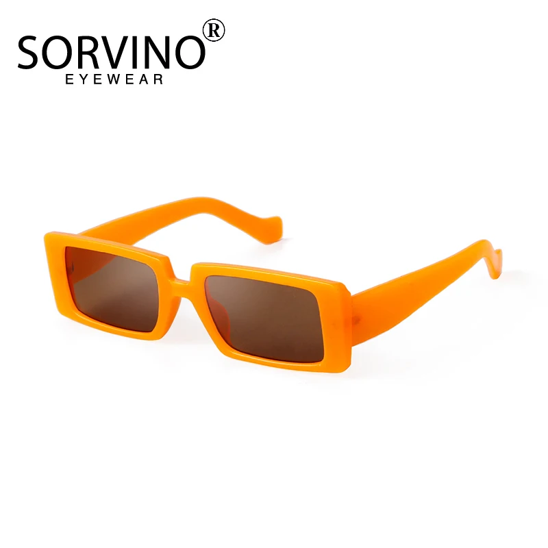 Женские прямоугольные солнцезащитные очки в стиле ретро 90-х зеленые оранжевые с