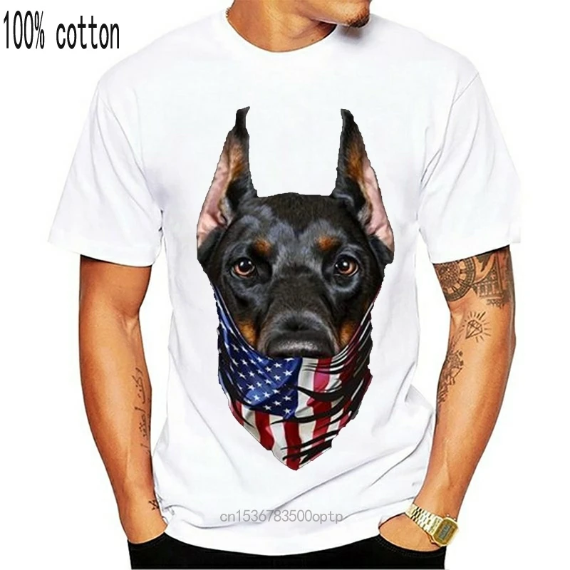 Патриотический Doberman в США Бандана Собака Футболка 2020 новая брендовая одежда