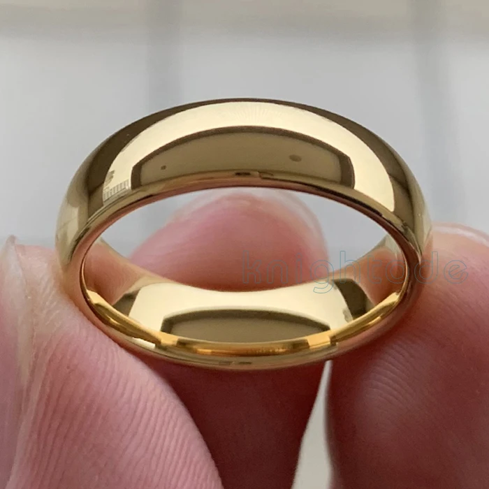 6mmYellow Gold Классическое Обручальное кольцо из розового золота и вольфрама для женщин и мужчин, обручальное кольцо из карбида вольфрама, полированное купольное кольцо 8 мм, 6 мм - Цвет основного камня: 6mmYellow Gold