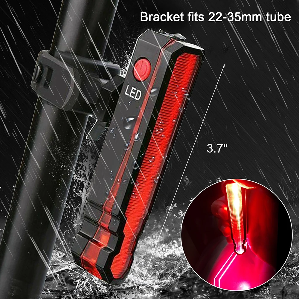 

Multi-functional Bike Red Laser Taillight USB Rechargeable Back Seat Safety Warning Light LED Cycling Rear Lamp