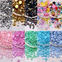 mix size 3 10mm 10glot gold abs plastic beads imitation pearl beads half round for jewelry making findings diy nail accessories