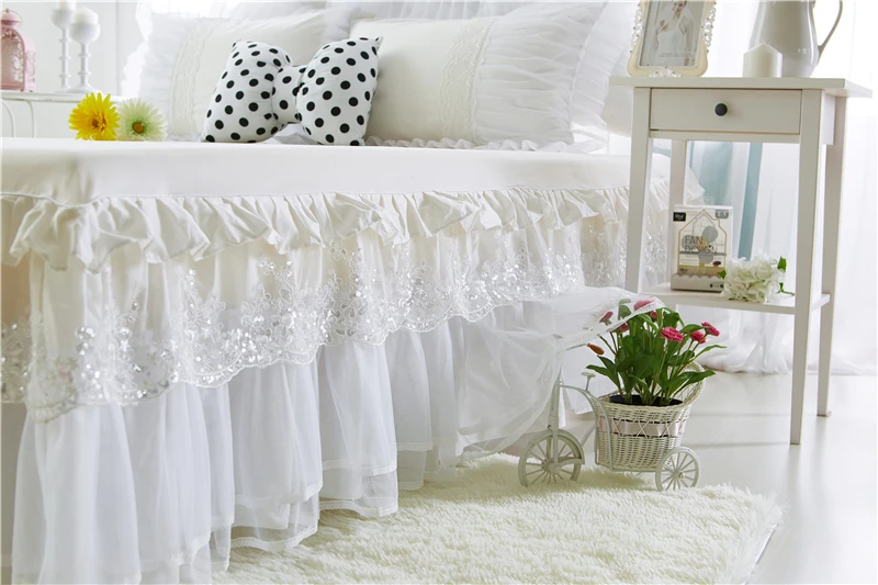 Новинка постельное белье из 100% хлопка белое кружевное с вышивкой простыня для