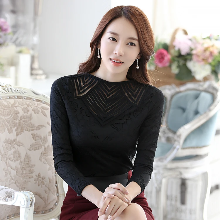 2021 Модная элегантная кружевная рубашка Женская пикантная ажурная шифоновая