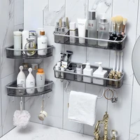 drainable bathroom shelf cosmetic towel storage rack with hooks wall shower corner shelf organizer bathroom accessories