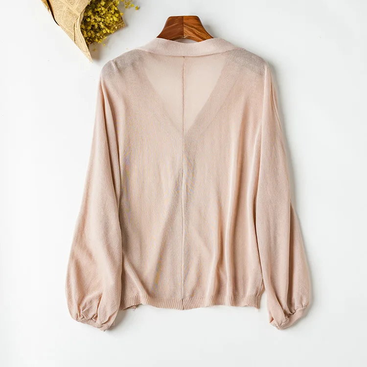 Весенне летний корейский длинный Шелковый вязаный кардиган с рукавами летучая