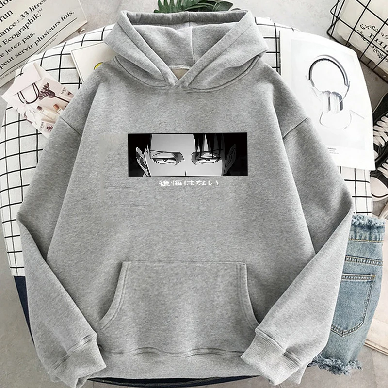 

Anime Attack On Titan Hoodies Cool Levi Ackerman Pullover Hooded Sweatshirt Men's Long Sleeve Clothing Women Casual Loose Tops