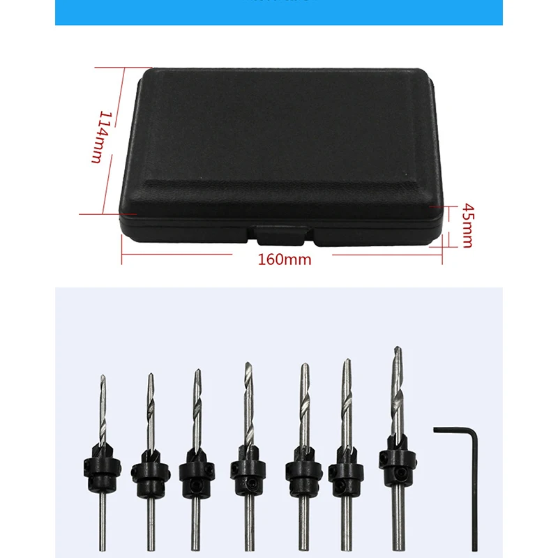 7 шт. сверло для зенковки набор деревянных сверла стопорный воротник