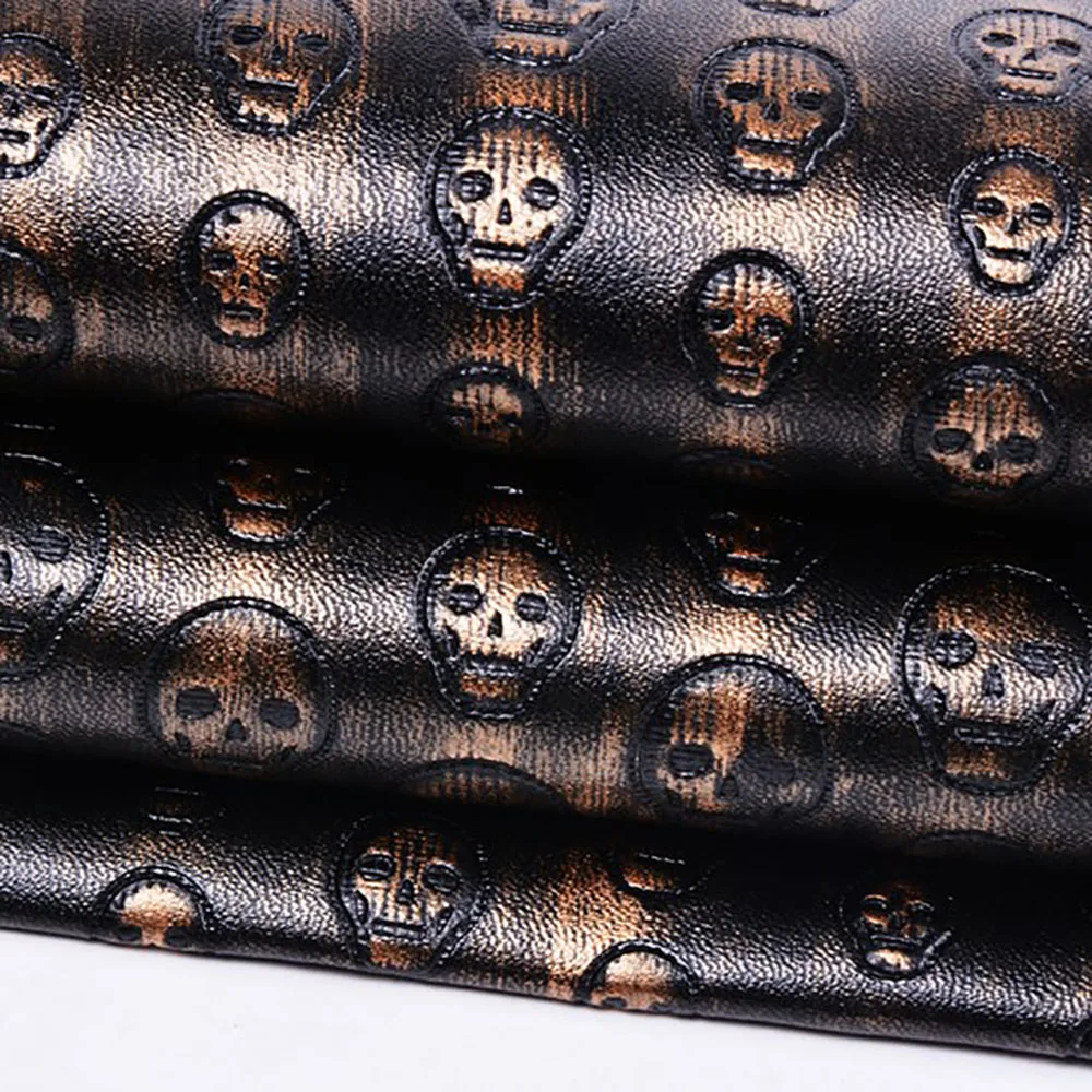 1 метр череп из искусственной кожи Ткань Винтаж Панк синтетическая кожа для