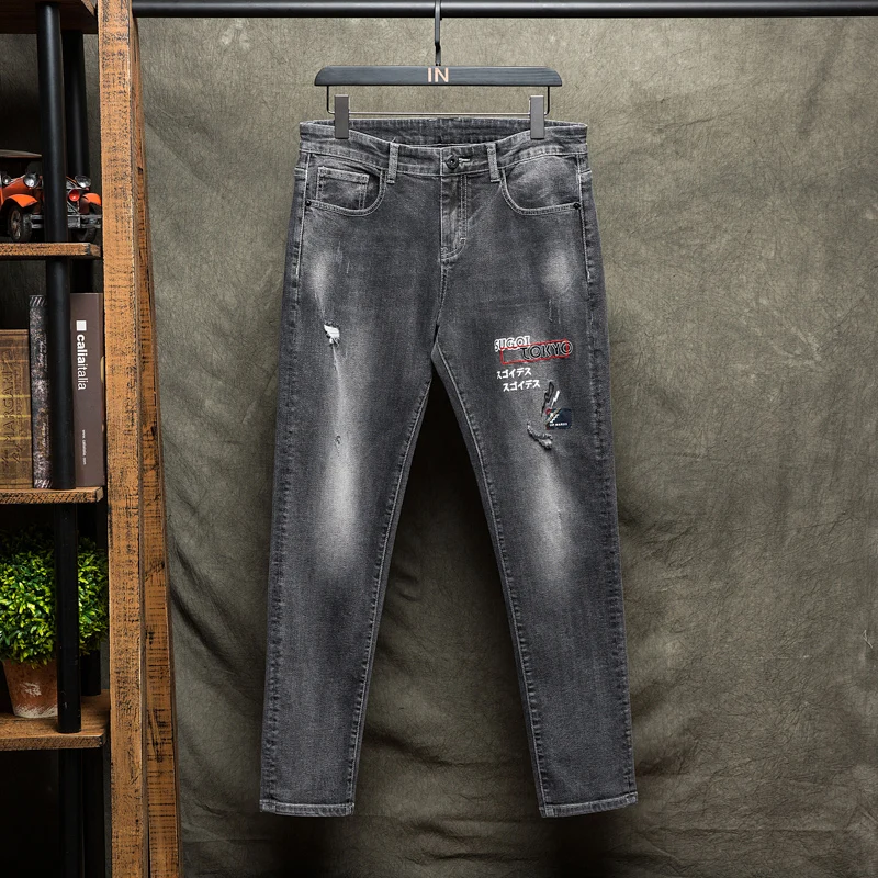 Мужской джинсовый костюм из двух предметов Повседневная хлопковая куртка с