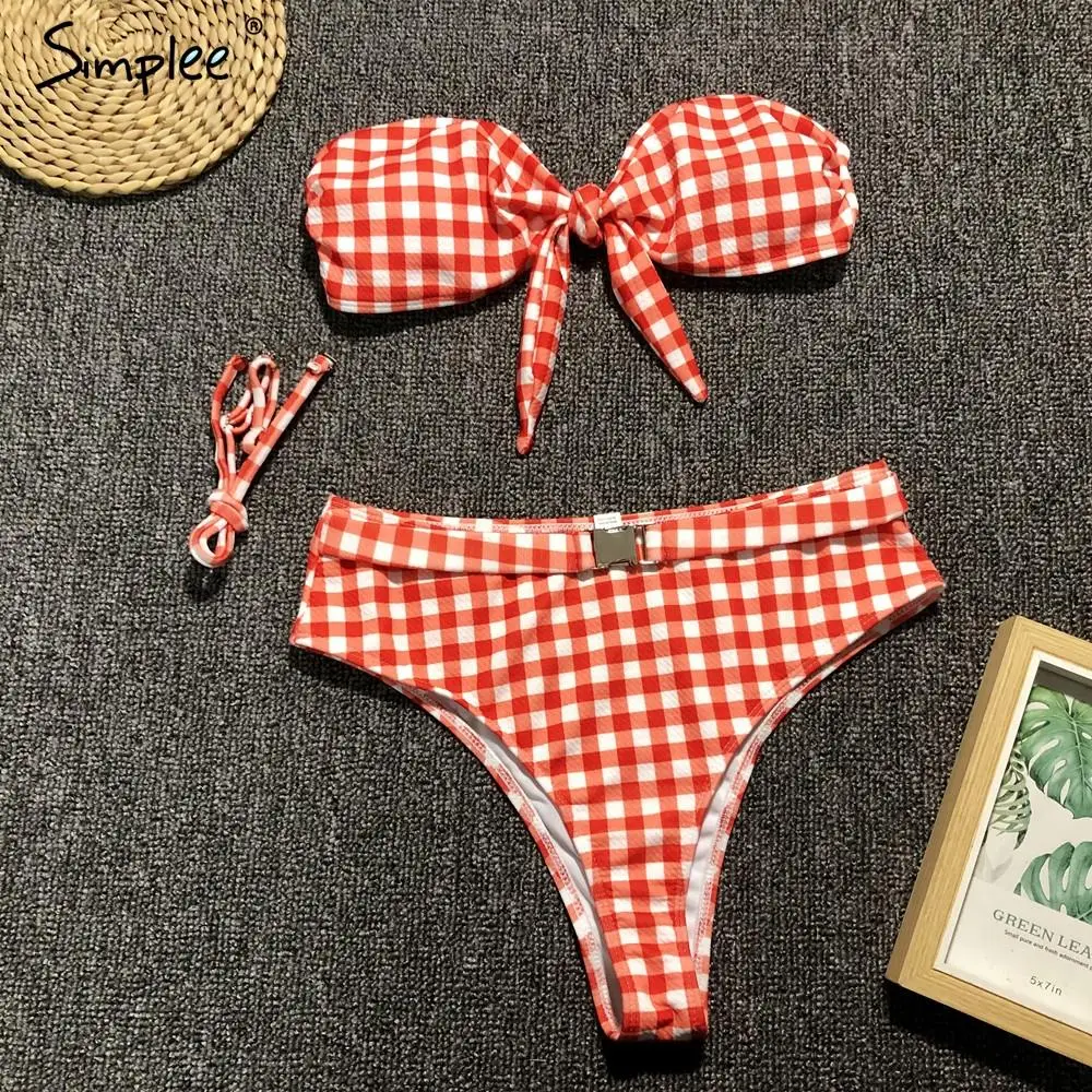 Simplee бикини с высокой талией 2019 mujer купальный костюм неоновый купальник пуш ап