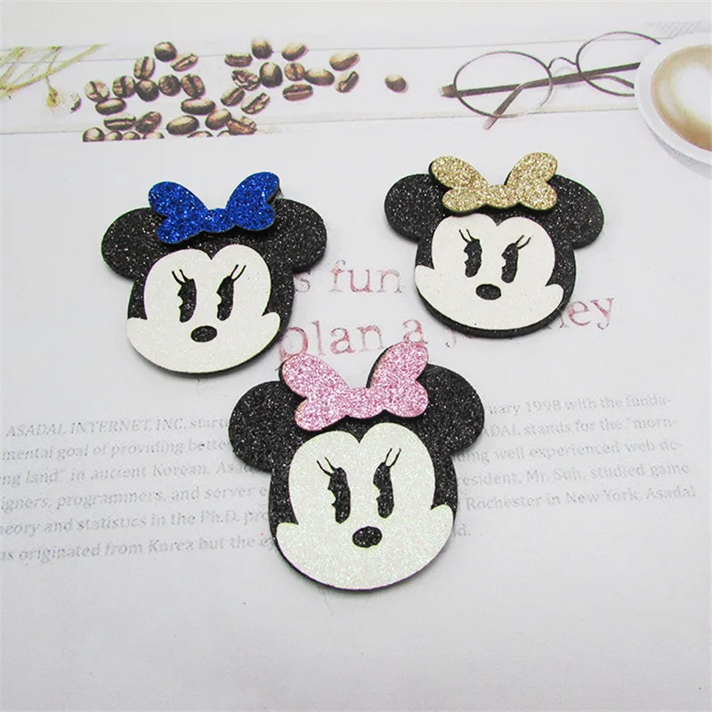 10 шт. блестящая ткань Микки ватные нашивки Маус аппликации для поделок своими