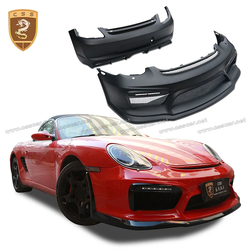 04-08 For Porsch Boxster Cayman 987 GT4 Style Glass Fiber Front Bumper Trim with LED Light Rear Bumper (Only fit 987.1)