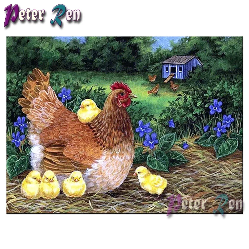 

5d Diamond Painting Hens and chicks in the grass diamond Embroidery Square/round Mosaic Picture Rhinestone Children's gifts