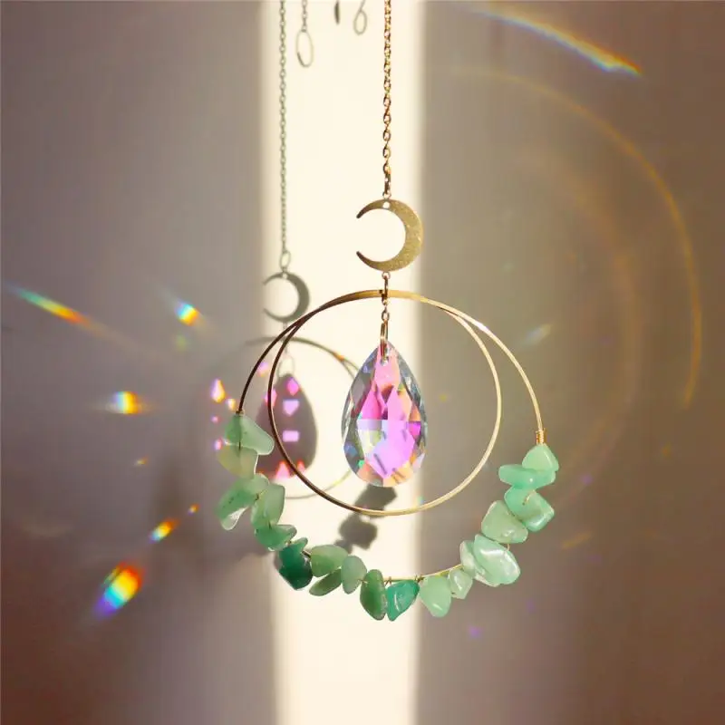 

Hanging Crystal Aurora Wind Chimes Prismatic Pendant Elegant Rainbow Maker Crystal Chandelier Ornament Home Decor